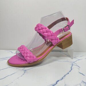 NWT Art Class Girls' Jas Slip-On Ankle Strap Pink Braided Sandals Heel Size 5